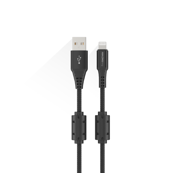 Power Max Pro Lightning to USB-A Charging Cable with Dual Ferrite Ring (1.5M)