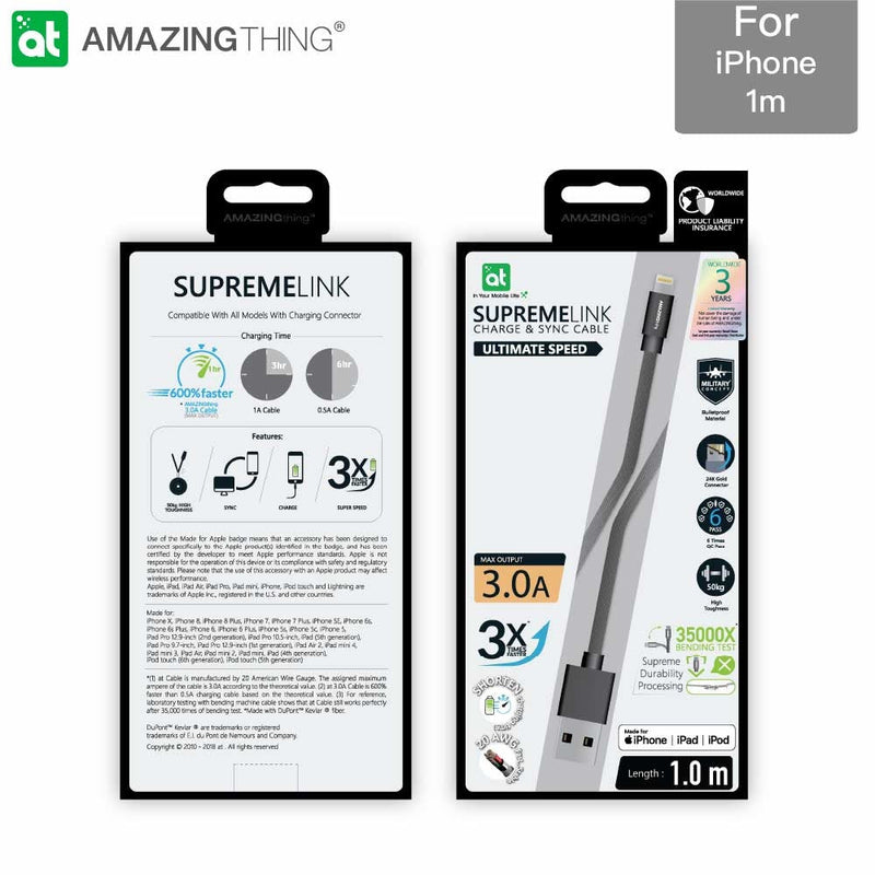 SUPREMELINK Power Max Lightning to USB-A Cable 1m